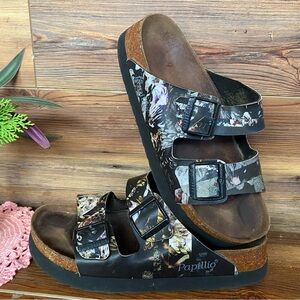 Pre-owned Papillio platform Arizona Sandal in Floral Black 40/9 Women’s
